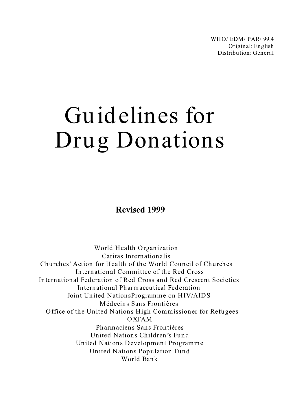 Guidelines for Drug Donations