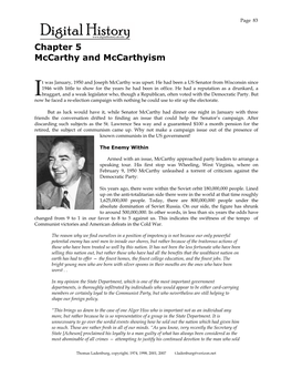 Mccarthy and Mccarthyism