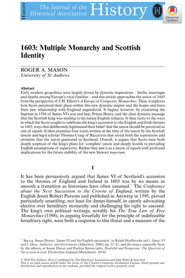 Multiple Monarchy and Scottish Identity
