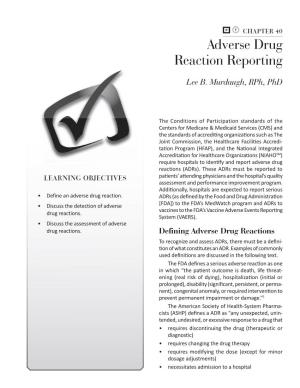 Adverse Drug Reaction Reporting