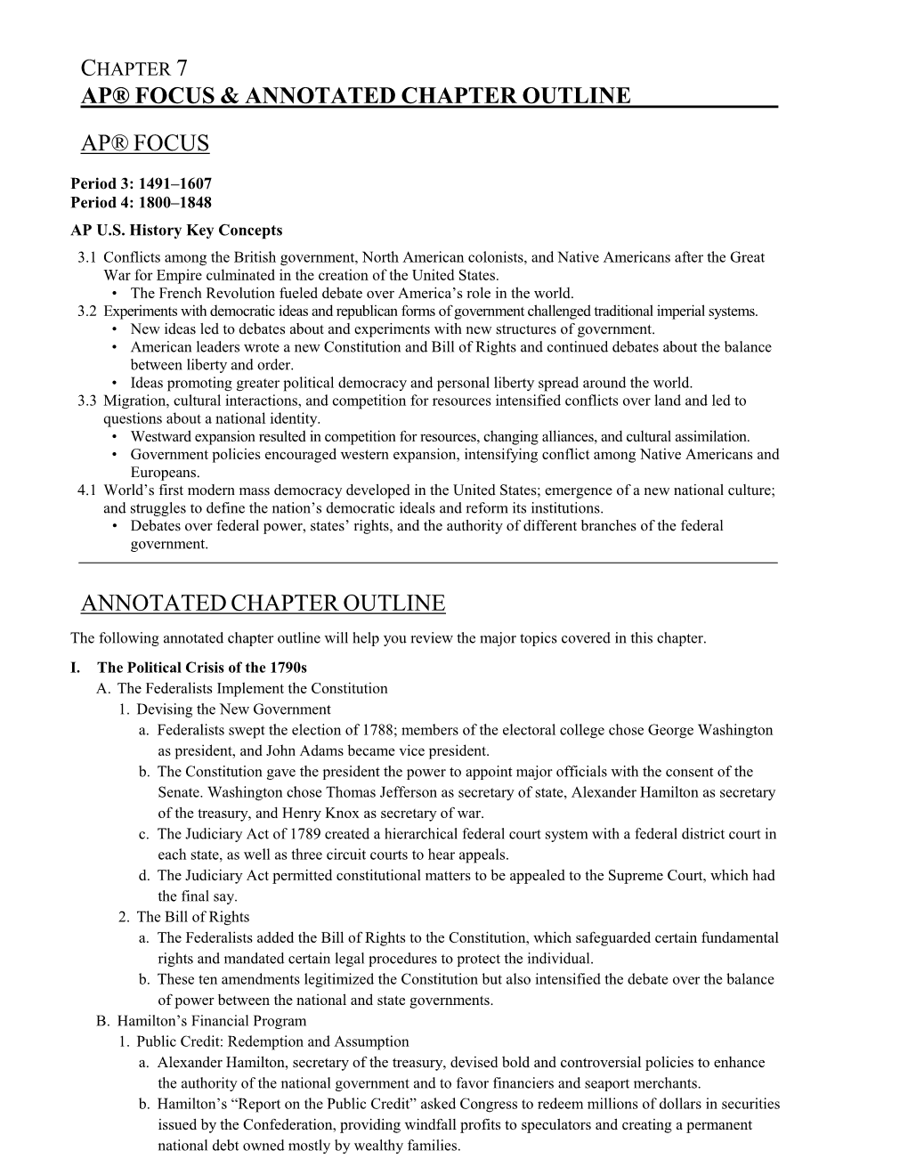 Chapter 7 Ap® Focus & Annotated Chapter Outline