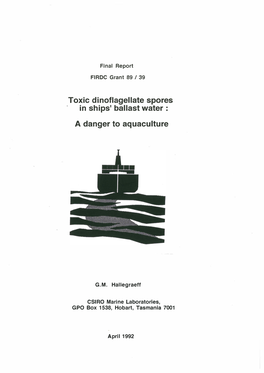 Toxic Dinoflagellate Spores in Ships' Ballast Water