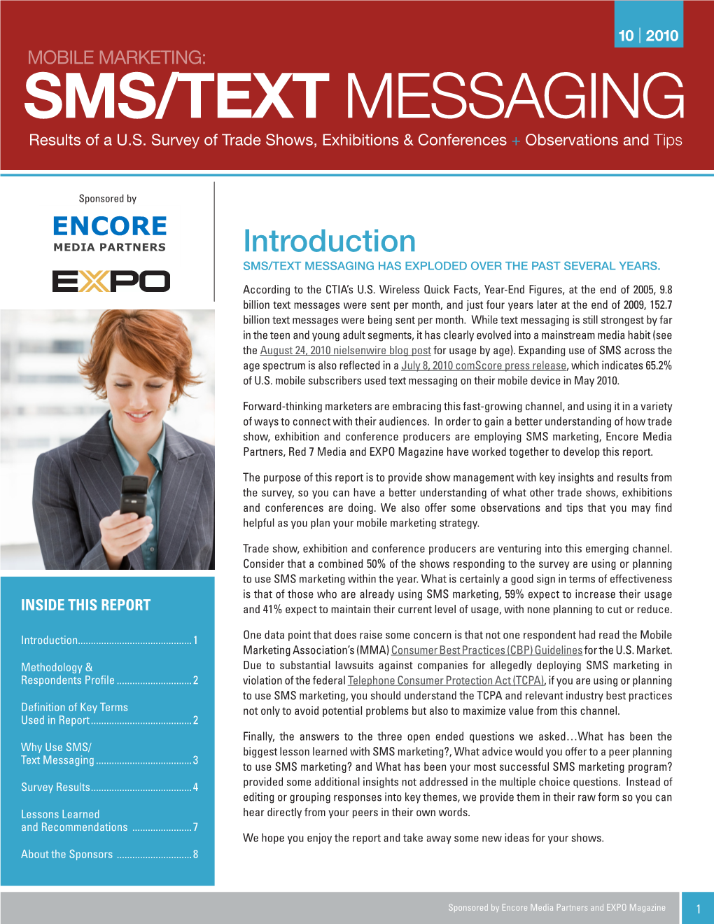 SMS/TEXT MESSAGING Results of a U.S