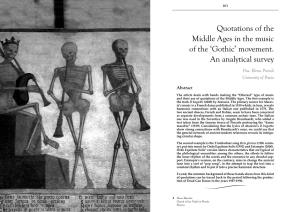 Quotations of the Middle Ages in the Music of the 'Gothic' Movement. an Analytical Survey
