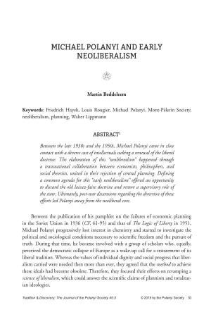 Michael Polanyi and Early Neoliberalism