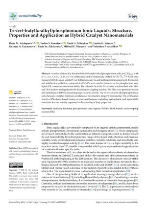 Tri-Tert-Butyl(N-Alkyl)Phosphonium Ionic Liquids: Structure, Properties and Application As Hybrid Catalyst Nanomaterials
