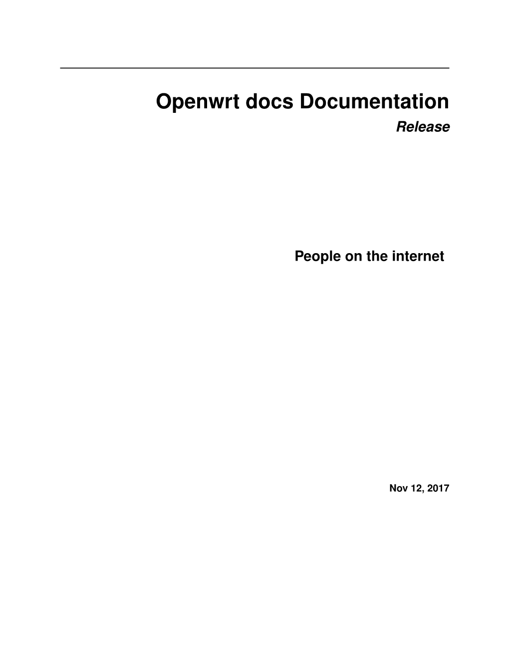 Openwrt Docs Documentation Release