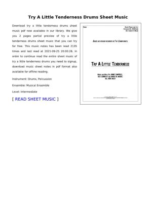 Try a Little Tenderness Drums Sheet Music