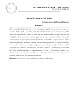 Sex and Sexuality As Civil Rights