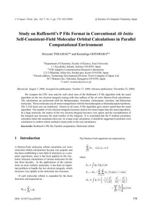 Study on Raffenetti's P File Format in Conventional Ab Initio Self-Consistent-Field Molecular Orbital Calculations in Parallel