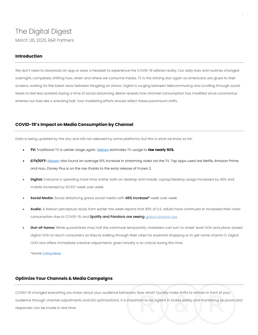 Digital Digest March 26, 2020, R&R Partners