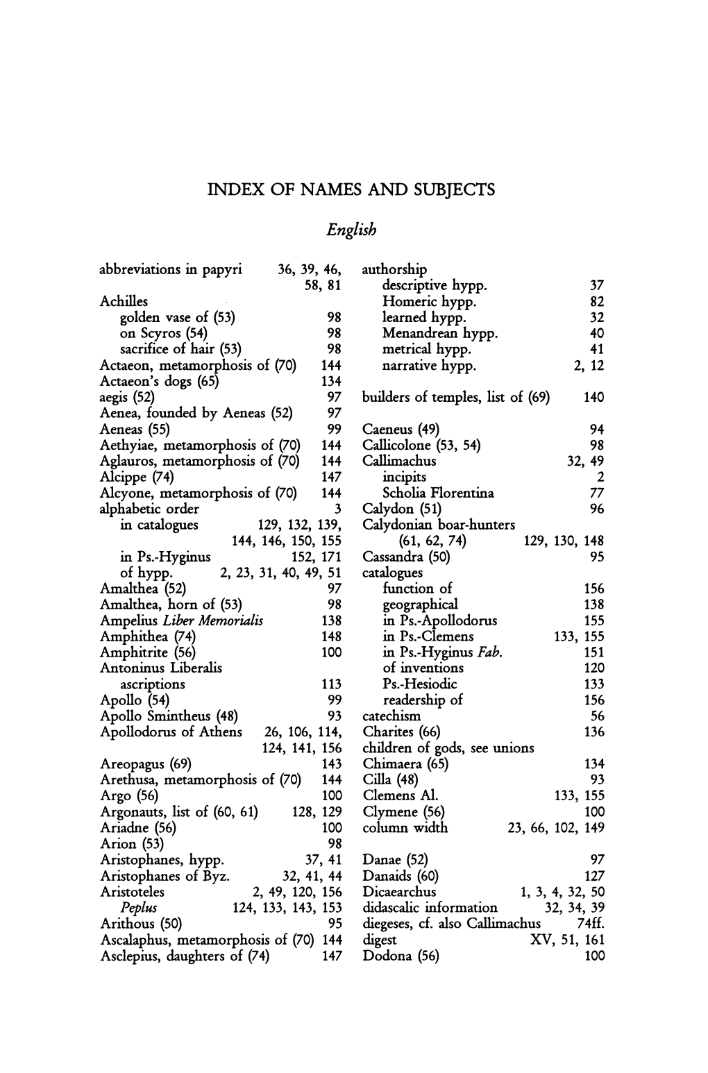 English Abbreviations in Papyri 36, 39, 46, Authorship 58, 81 Descriptive Hypp