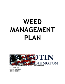 Noxious Weed Management Plan