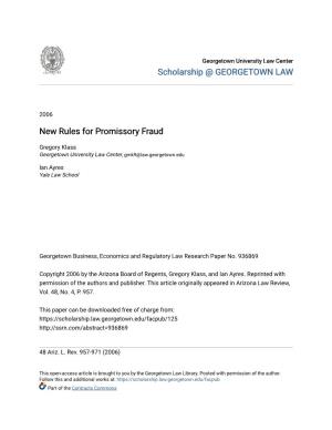 New Rules for Promissory Fraud