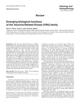 Review Emerging Biological Functions of the Vaccinia-Related Kinase