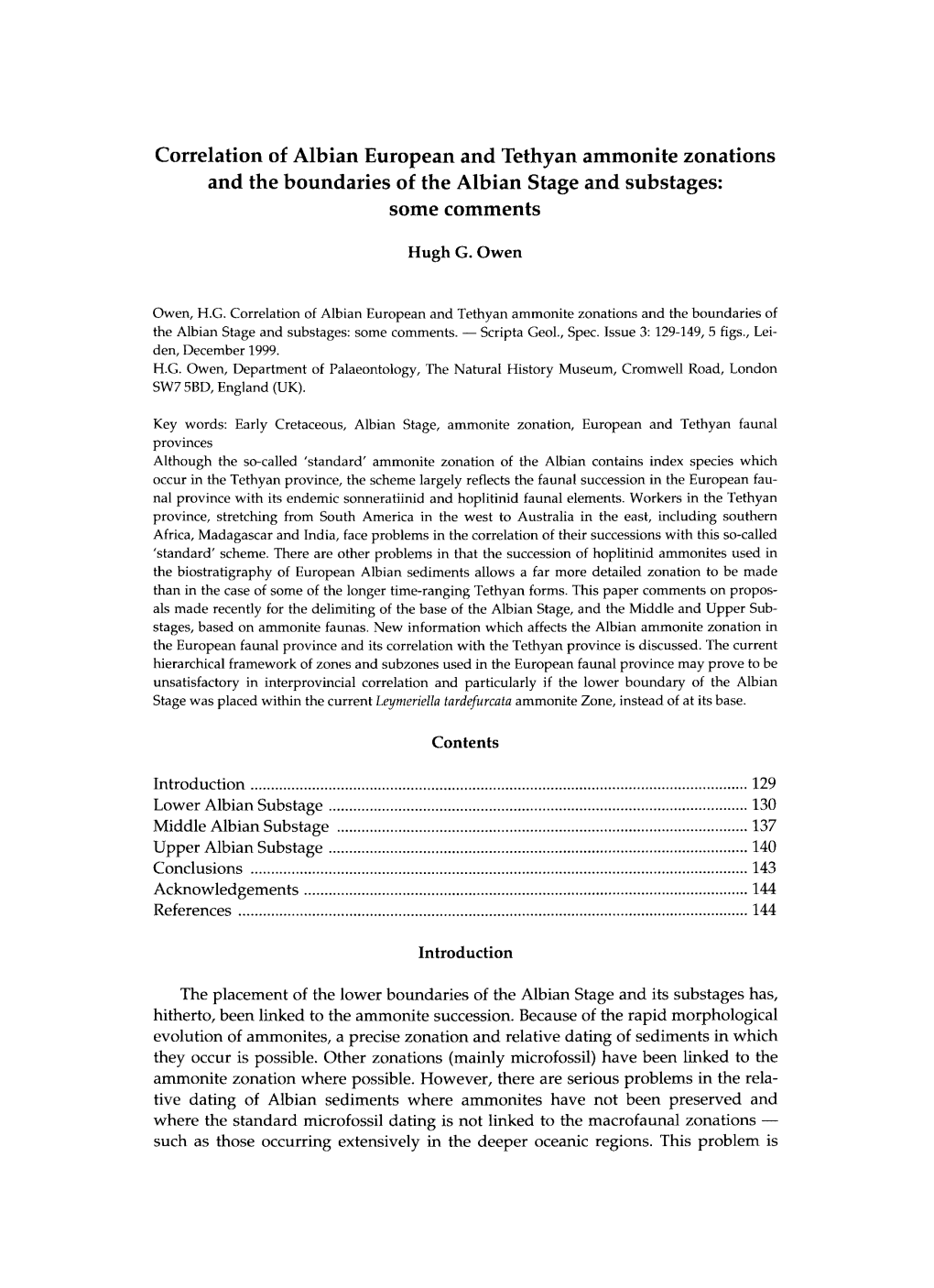 Correlation of Albian European and Tethyan Ammonite Zonations and the Boundaries of the Albian Stage and Substages: Some Comments