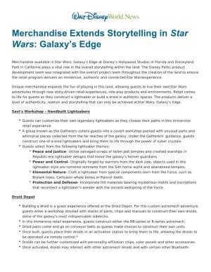 Merchandise Extends Storytelling in Star Wars: Galaxy's Edge