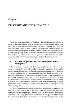 Chapter 1 ELECTROMAGNETICS of METALS