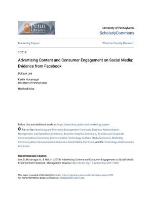 Advertising Content and Consumer Engagement on Social Media: Evidence from Facebook