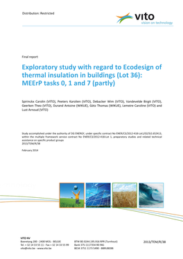 Exploratory Study with Regard to Ecodesign of Thermal Insulation in Buildings (Lot 36)