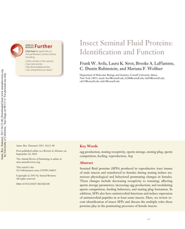 Insect Seminal Fluid Proteins: Identiﬁcation and Function
