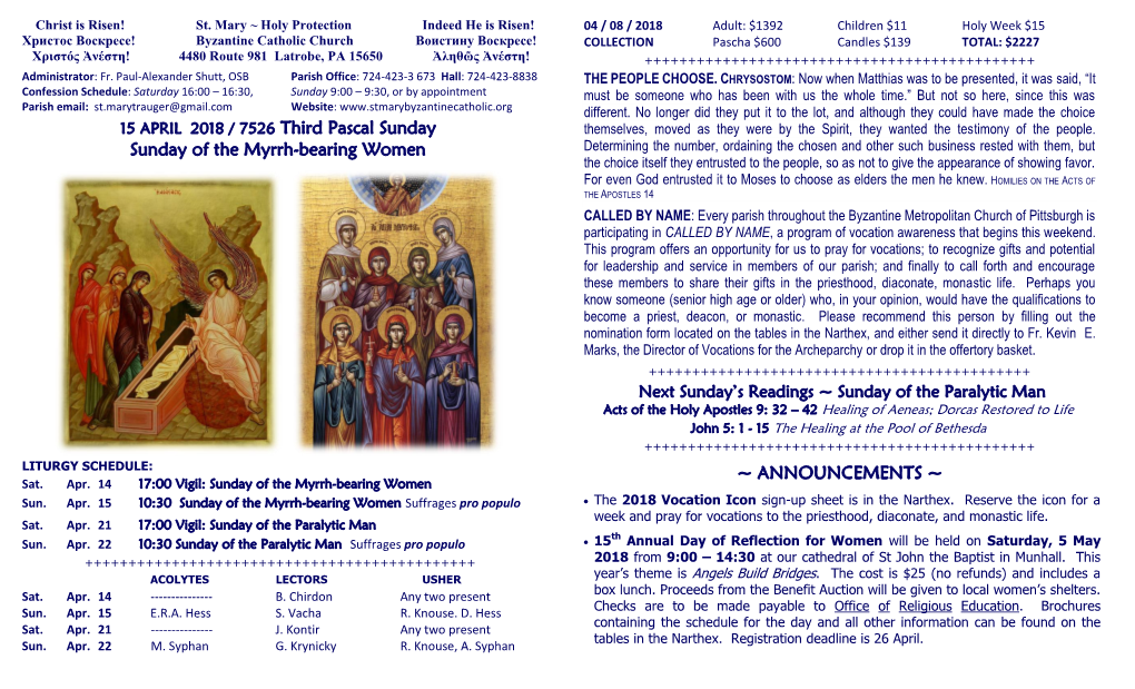 Sunday of the Myrrh-Bearing Women