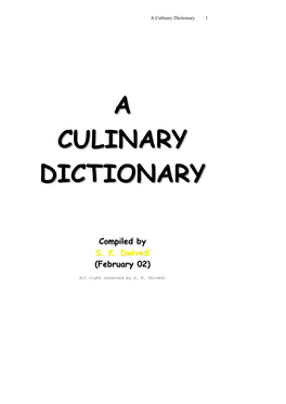 A Culinary Dictionary 1