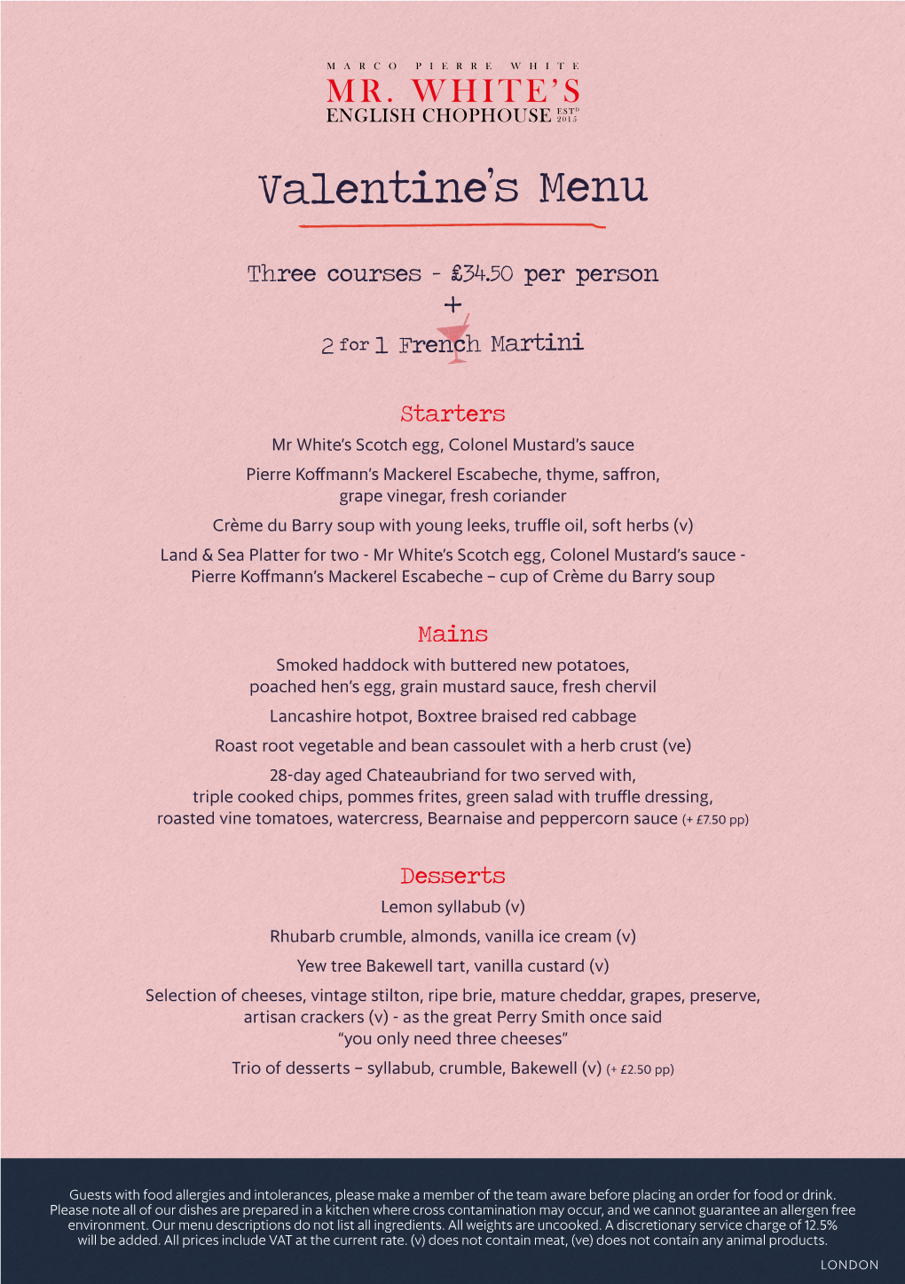 Valentine's Menu