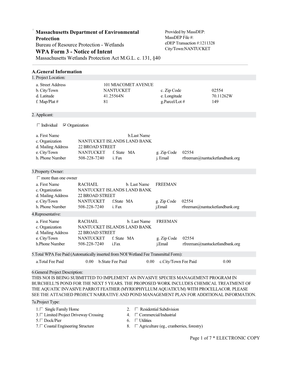 WPA Form 3Анаnotice of Intent