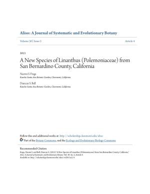 A New Species of Linanthus (Polemoniaceae) from San Bernardino County, California Naomi S