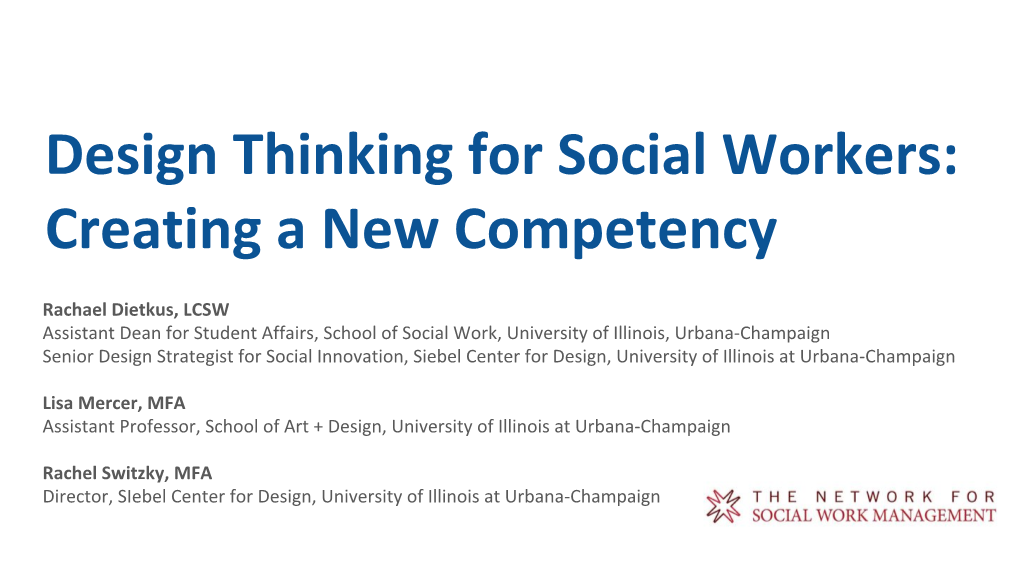 Design Thinking for Social Workers: Creating a New Competency