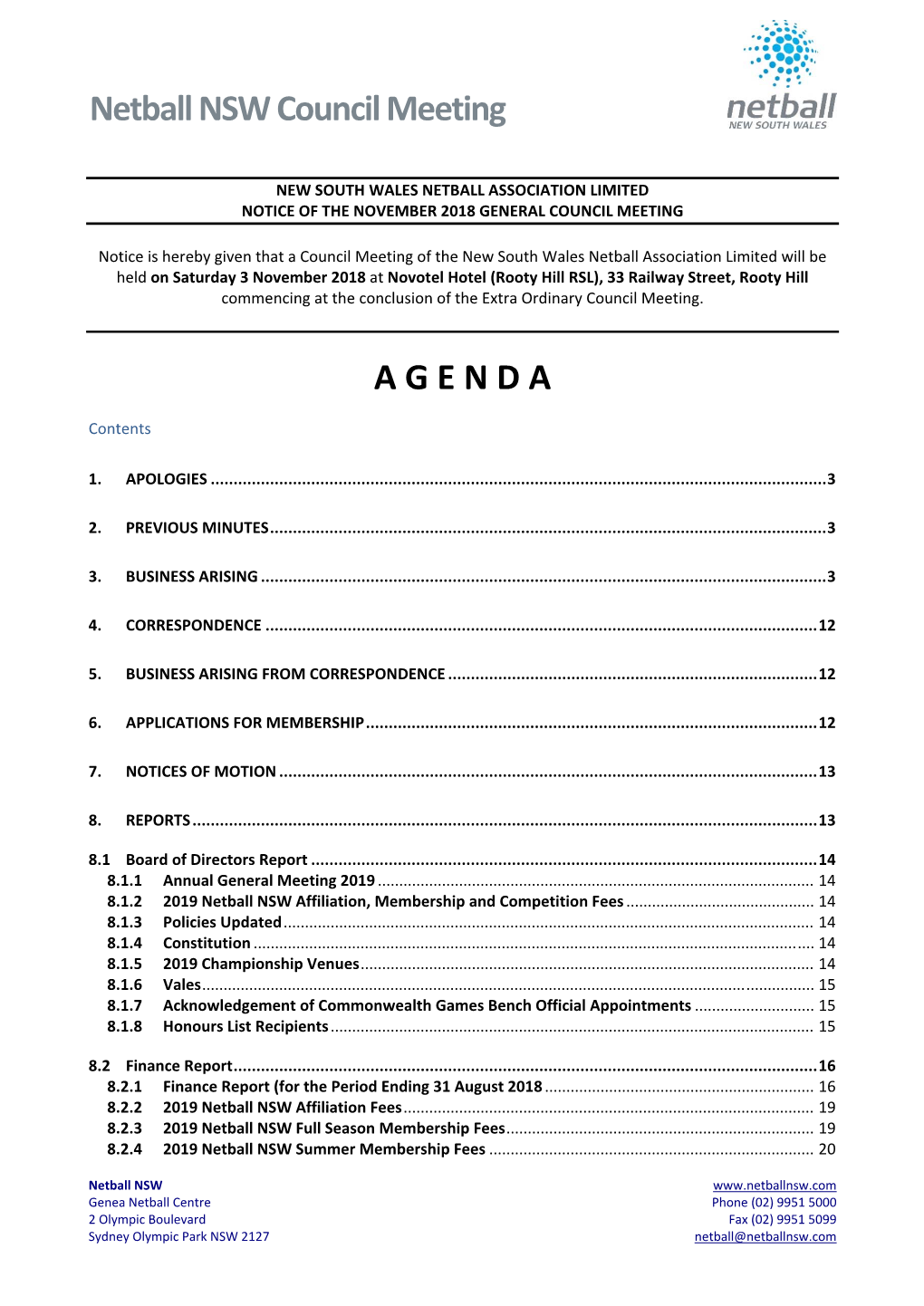 Council Meeting Agenda Papers