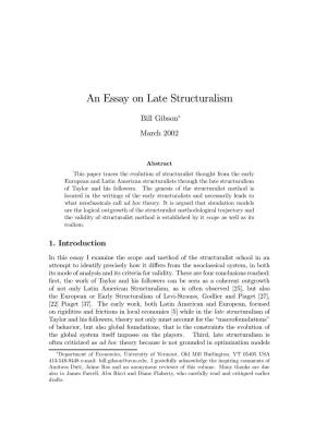 An Essay on Late Structuralism