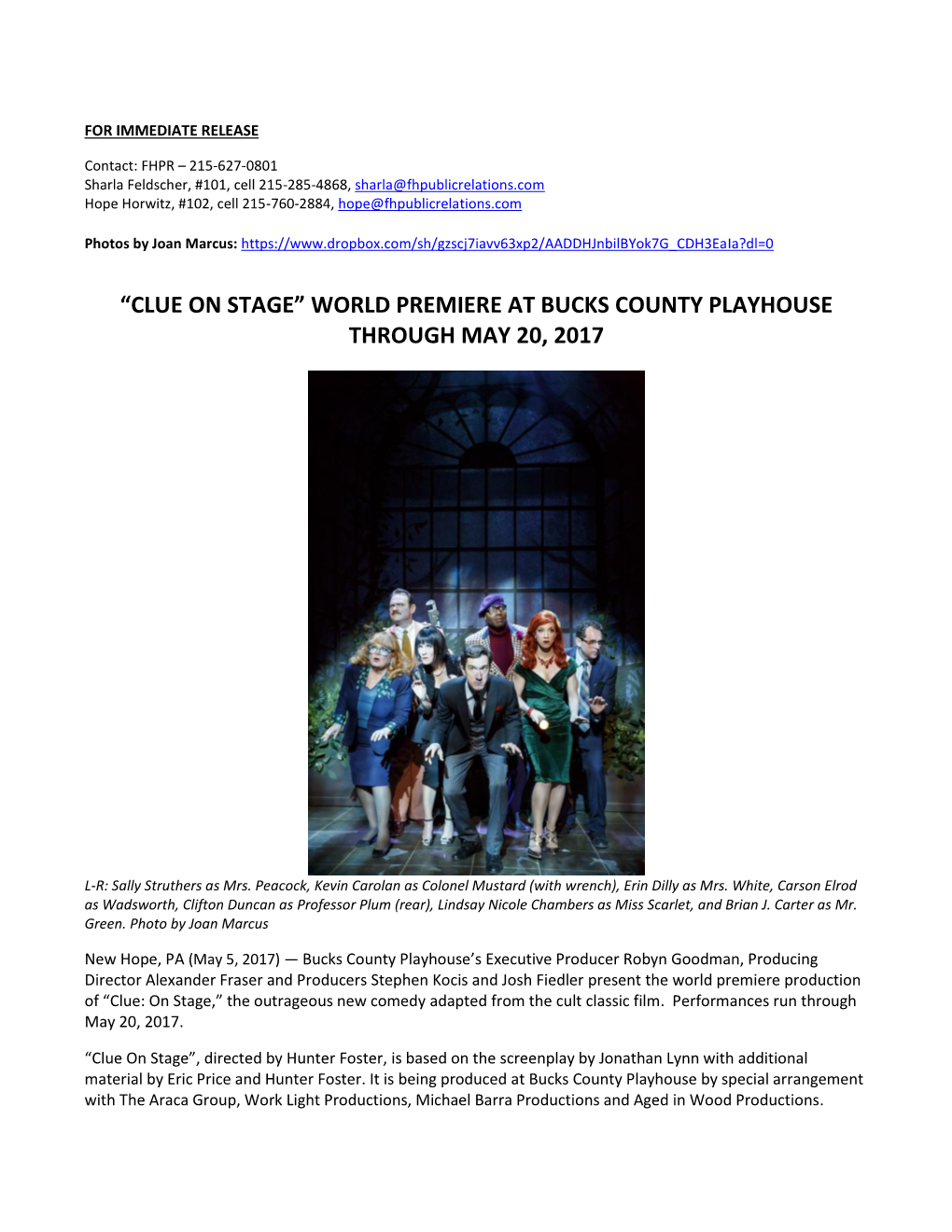 World Premiere at Bucks County Playhouse Through May 20, 2017