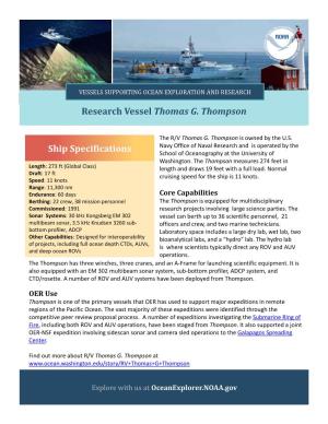 Research Vessel Thomas G. Thompson Ship Specifications