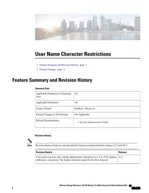 User Name Character Restrictions