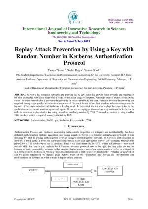 Replay Attack Prevention by Using a Key with Random Number in Kerberos Authentication Protocol