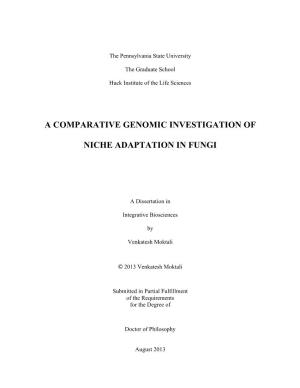 A Comparative Genomic Investigation of Niche Adaptation in Fungi”