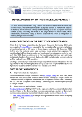 Developments up to the Single European Act