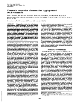 Enzymatic Completion of Mammalian Lagging-Strand DNA Replication JOHN J