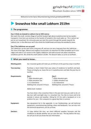 Snowshoe Hike Small Lobhorn 2519M