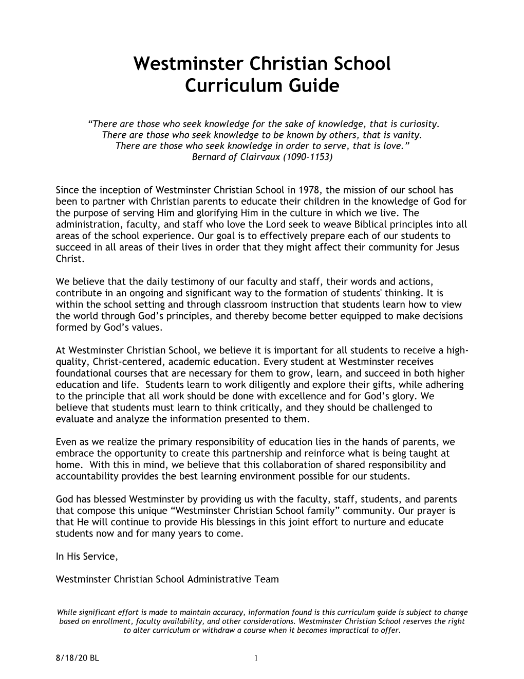 Curriculum Guide