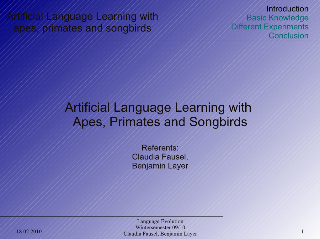 Artificial Language Learning with Apes, Primates and Songbirds