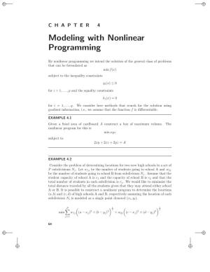 Modeling with Nonlinear Programming