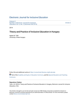 Theory and Practice of Inclusive Education in Hungary