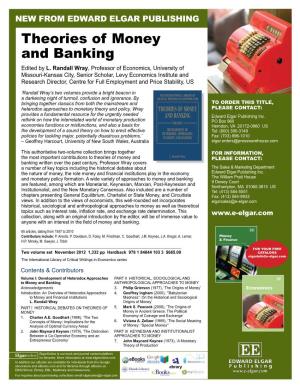 New from Edward Elgar Publishing Theories of Money and Banking Edited by L