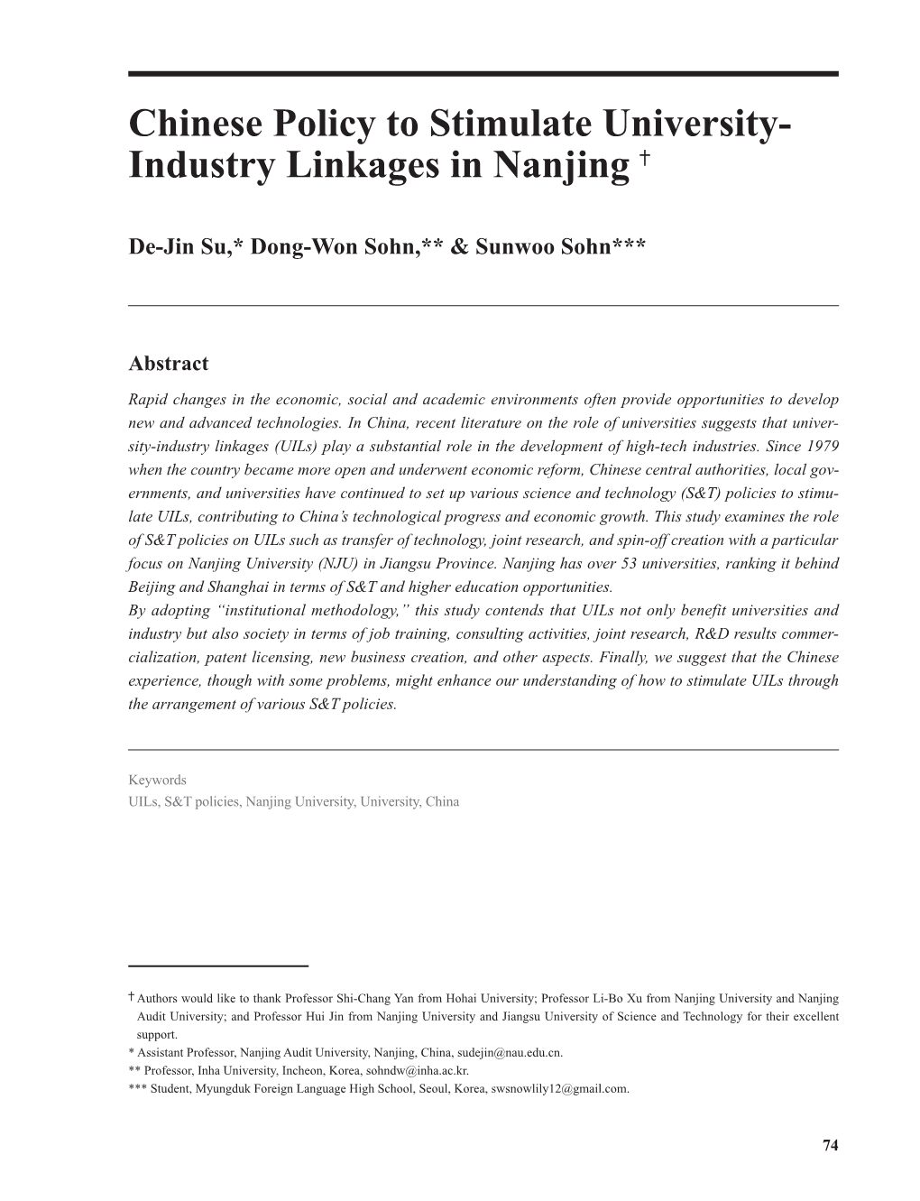 Industry Linkages in Nanjing