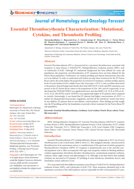 Essential Thrombocythemia Characterization: Mutational, Cytokine, and Thrombotic Profiling