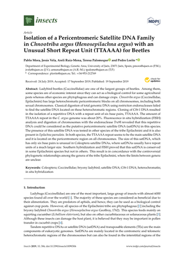 Isolation of a Pericentromeric Satellite DNA Family in Chnootriba Argus (Henosepilachna Argus) with an Unusual Short Repeat Unit (TTAAAA) for Beetles