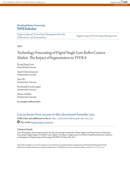 Technology Forecasting of Digital Single-Lens Reflex Ac Mera Market: the Mpi Act of Segmentation in TFDEA